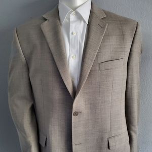 Calvin Klien Wool Tan Windowpane Sport Coat 44L